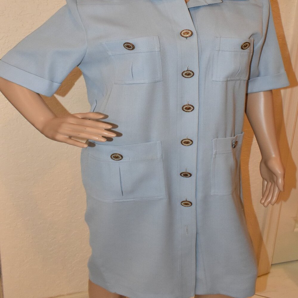 Vintage Lafayette Collection light blue dress US 8 - Picture 3 of 11